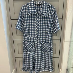 Sister Jane Blue check short romper, Size L